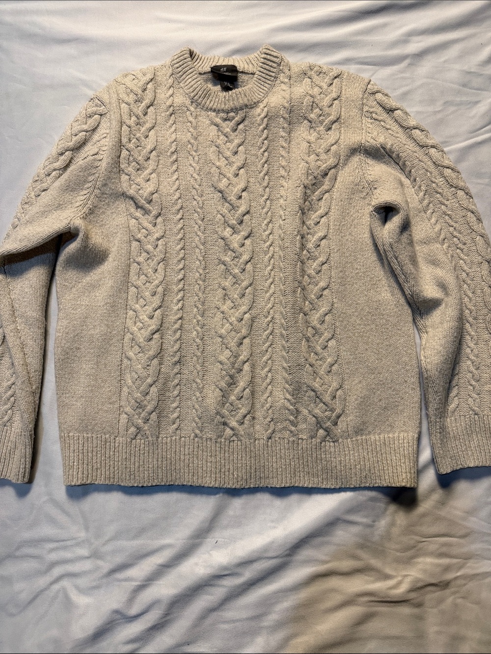 Men's Cable Knit Crewneck Sweater - Cream